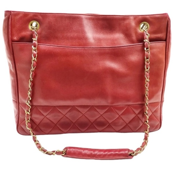 CHANEL RED LEATHER QUILTED VINTAGE SHOULDER BAG - Picture 17 of 17